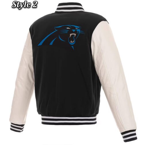 Varsity Carolina Panthers Black and White Two-Tone Jacket - Image 4