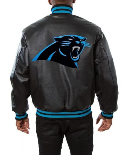 Varsity Carolina Panthers Black Leather Jacket - Image 2