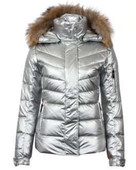 2 Broke Girls S04 Beth Behrs Silver Puffer Jacket