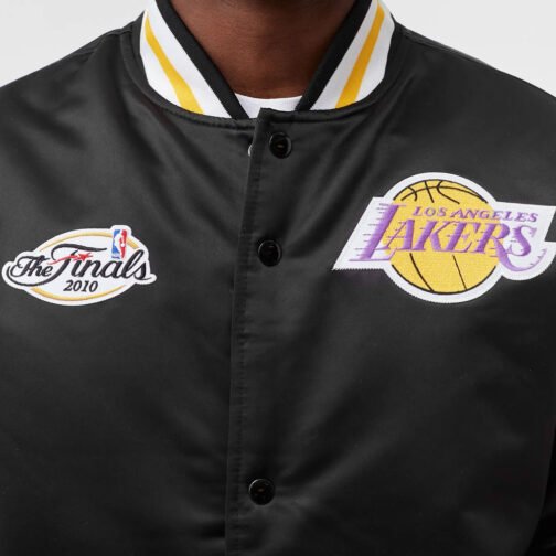 Los Angeles Lakers Champ City Black Satin Jacket - Image 6