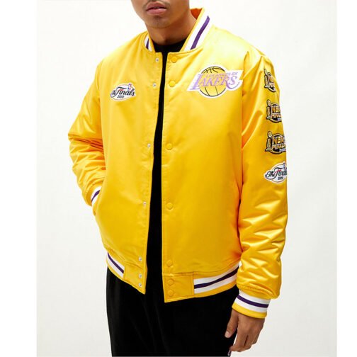Champ City LA Lakers Yellow Satin Jacket