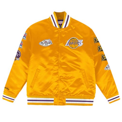 Los Angeles Lakers Champ City Black Satin Jacket - Image 2