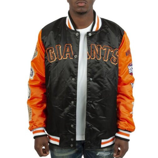 Champs Patches San Francisco Giants Black/Orange Satin Jacket - Image 3