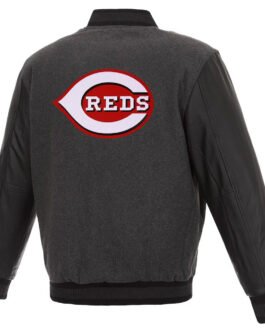 Charcoal/Black Cincinnati Reds Varsity Jacket