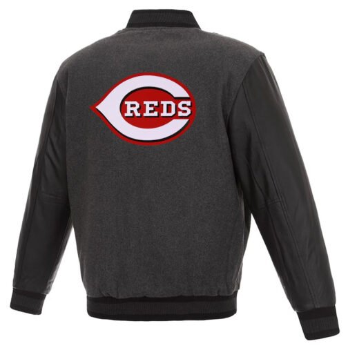 Charcoal/Black Cincinnati Reds Varsity Jacket - Image 2