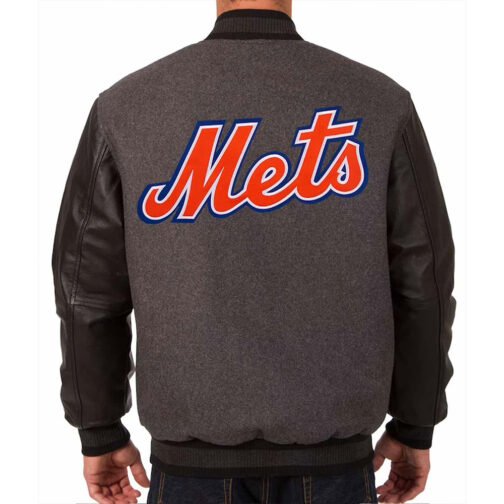 New York Mets Charcoal/Black Varsity Jacket - Image 3