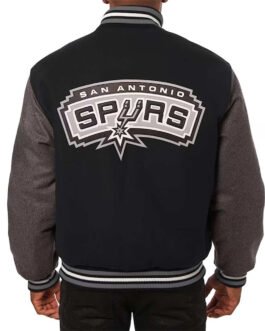 San Antonio Spurs Charcoal/Black Varsity Wool Jacket