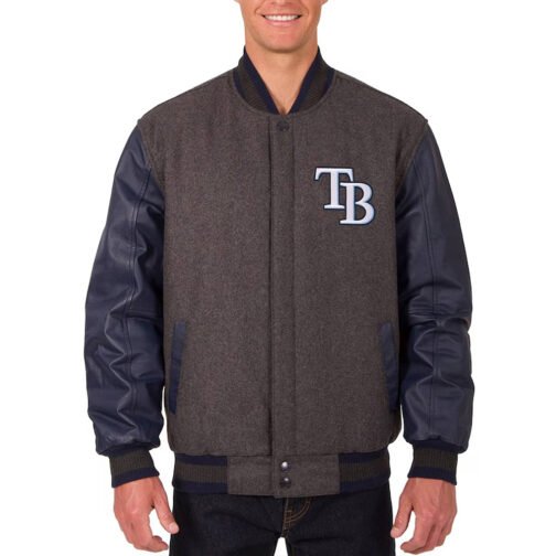 Tampa Bay Rays Charcoal and Navy Varsity Jacket