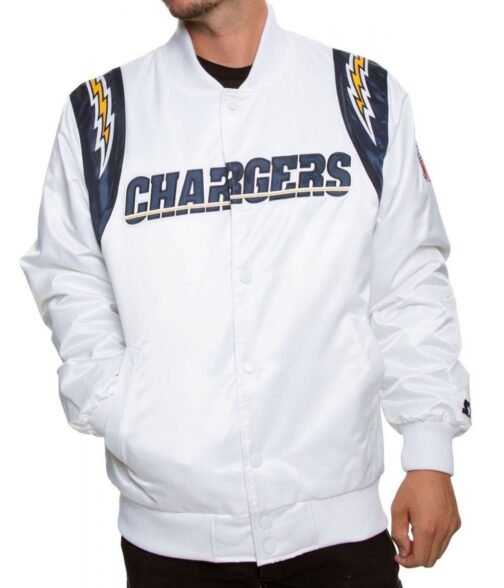 Los Angeles Chargers Bomber Satin Jacket - Image 2