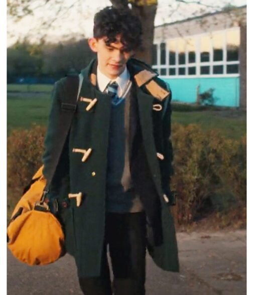 Joe Locke Heartstopper Duffle Green Coat - Image 2