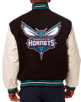 Charlotte Hornets Black and White Varsity Jacket