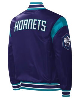 Charlotte Hornets Force Play Purple Varsity Satin Jacket
