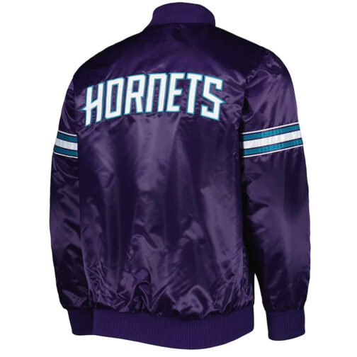 Charlotte Hornets Pick & Roll Purple Satin Jacket - Image 2