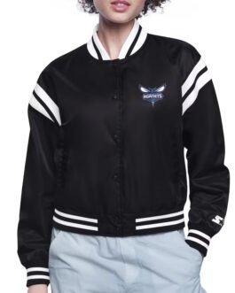 Charlotte Hornets Printed Logo Varsity Satin Jacket