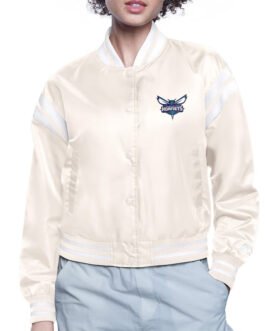 Charlotte Hornets Printed Logo Varsity Satin Jacket