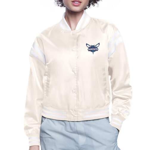 Charlotte Hornets Printed Logo Varsity Satin Jacket - Image 2