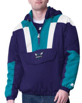 Purple/Teal Charlotte Hornets Charger Half-Zip Pullover Jacket