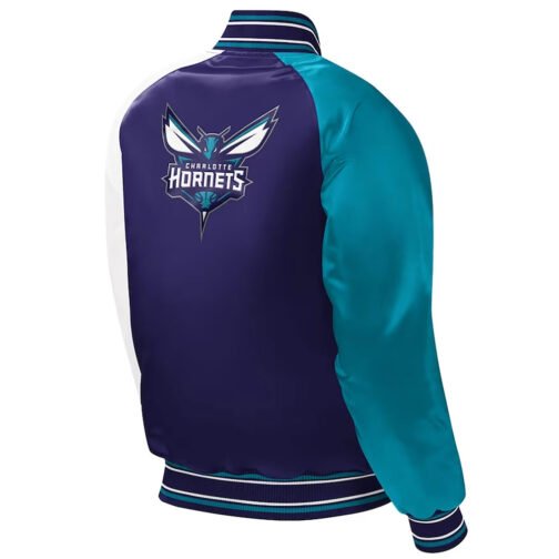 Charlotte Hornets Youth Varsity Purple Satin Jacket - Image 2
