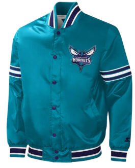 Charlotte Hornets Slider Teal Varsity Satin Jacket