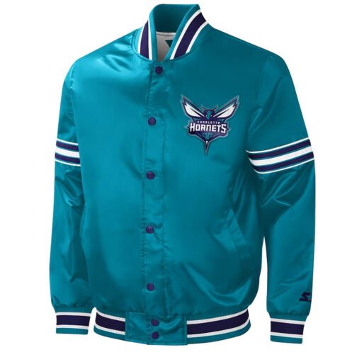 Charlotte Hornets Slider Teal Varsity Satin Jacket