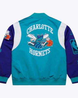 Charlotte Hornets Team Origins Teal Satin Jacket