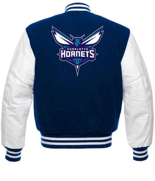 Charlotte Hornets NBA Varsity Blue and White Jacket - Image 2