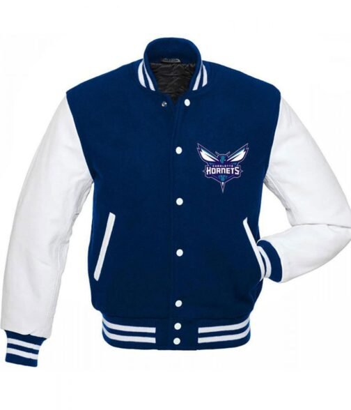 Charlotte Hornets NBA Varsity Blue and White Jacket