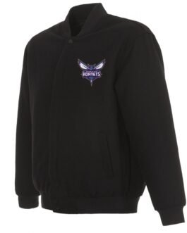 Varsity Charlotte Hornets Black Wool Jacket