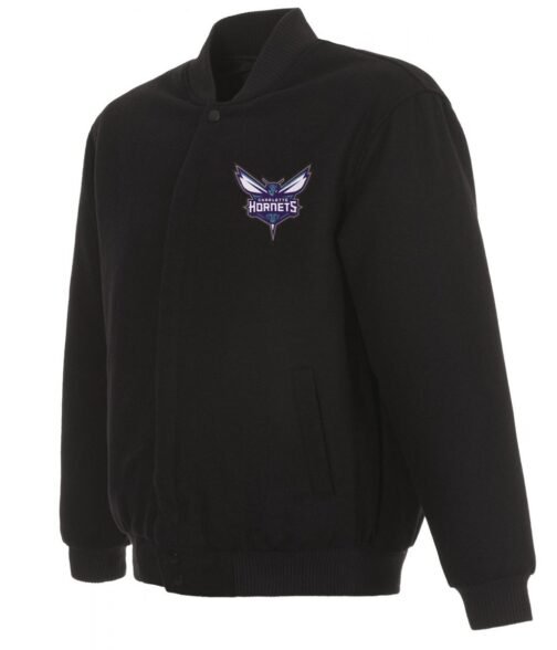 Varsity Charlotte Hornets Black Wool Jacket