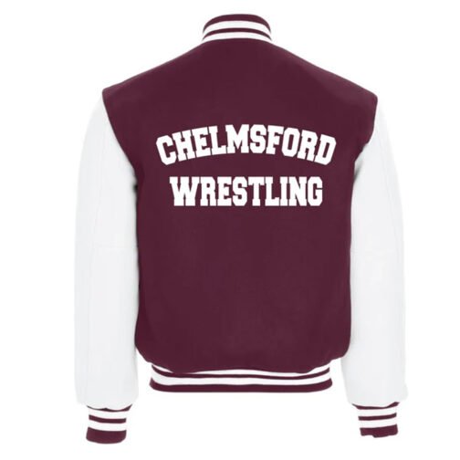 Chelmsford Lions Maroon and White Varsity Jacket - Image 2