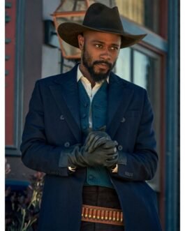 Lakeith Stanfield The Harder They Fall Double Breasted Blue Coat
