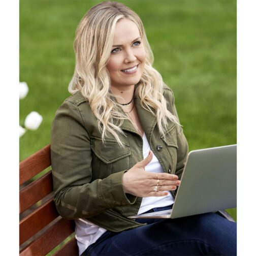 Emilie Ullerup Chesapeake Shores Cropped Green Cotton Jacket - Image 2