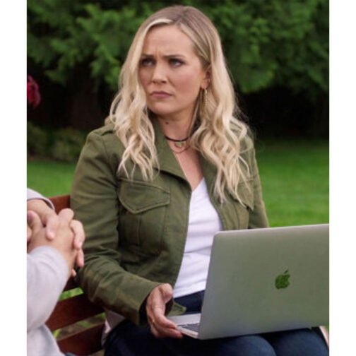 Emilie Ullerup Chesapeake Shores Cropped Green Cotton Jacket - Image 3