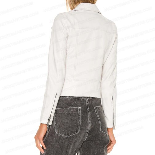 Emilie Ullerup Chesapeake Shores White Biker Leather Jacket - Image 3