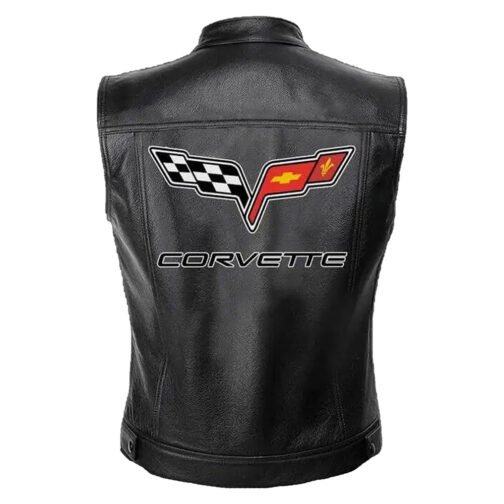 Chevrolet Corvette Black Leather Vest - Image 2