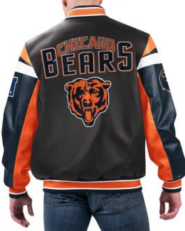 Chicago Bears Black Varsity Full-Zip Leather Jacket