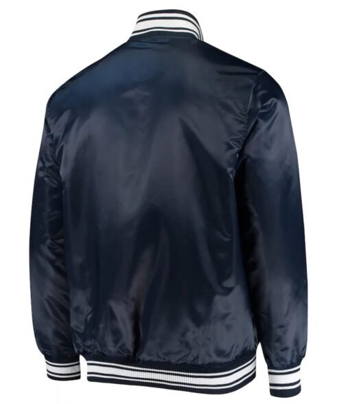 Chicago Bears Locker Room Bomber Blue Satin Jacket - Image 2