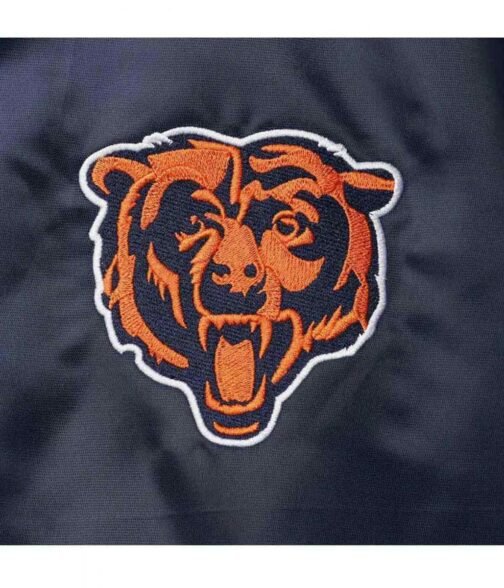 Chicago Bears Locker Room Bomber Blue Satin Jacket - Image 4