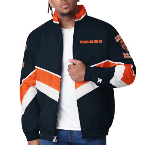 Chicago Bears Captain Navy Varsity Satin Jacket