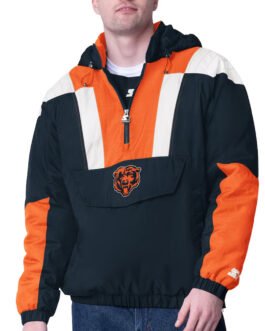 Navy Chicago Bears Charger Half-Zip Pullover Jacket