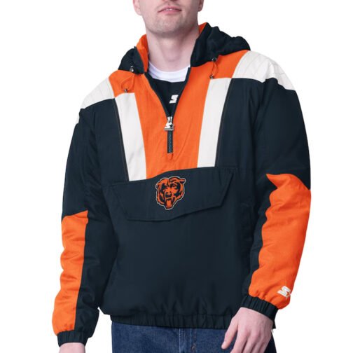 Navy Chicago Bears Charger Half-Zip Pullover Jacket
