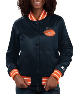 Chicago Bears Full Count Navy Satin Jacket