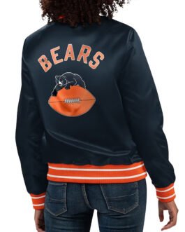 Chicago Bears Full Count Navy Satin Jacket