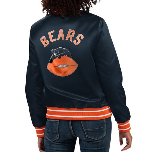 Chicago Bears Full Count Navy Satin Jacket - Image 2