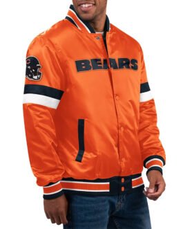 Chicago Bears Home Game Orange Satin Jacket