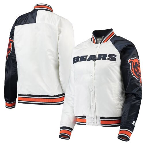 White/Navy Chicago Bears Hometown Satin Jacket - Image 4