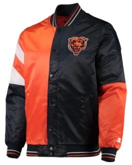 Chicago Bears Leader Navy/Orange Full-Snap Satin Jacket
