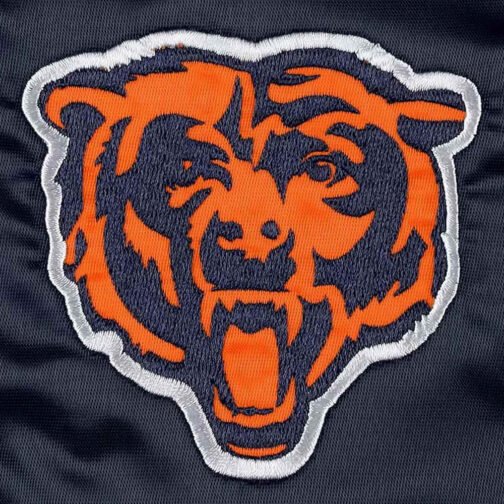 Navy Chicago Bears Line Up Varsity Satin Jacket - Image 4