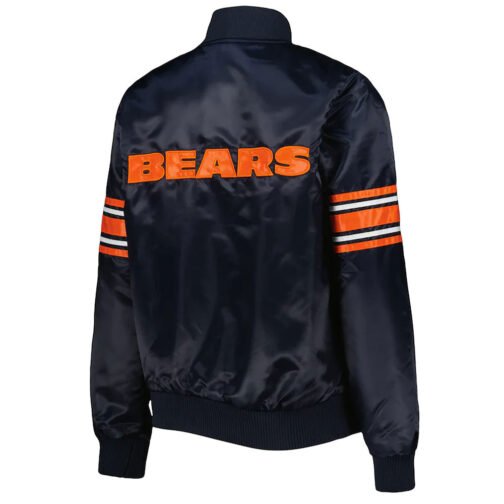 Navy Chicago Bears Line Up Varsity Satin Jacket - Image 2