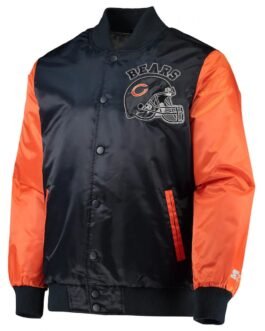 Navy/Orange Chicago Bears Locker Room Throwback Satin Jacket